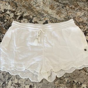 Roxy scalloped hem cotton shorts